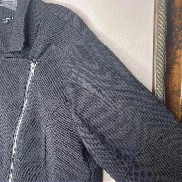 Torrid Black Scuba Textured Moto Jacket In Navy Blazer sz 3 - Picture 5 of 6